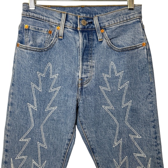 Levi's® Premium 501® STRETCH SKINNY EMBROIDERED JEANS WOMEN'S 26 RANCH WESTERN - Picture 5 of 16